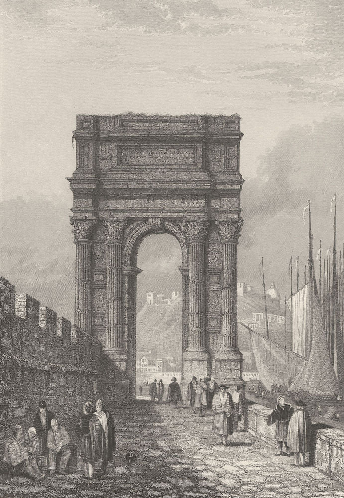ITALY. Ancona ; Finden 1834 old antique vintage print picture